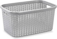 Forte Plastics Kunststof Open Rotan Wasmand Van 35 Liter In Het Zilvergrijs - Wasmanden