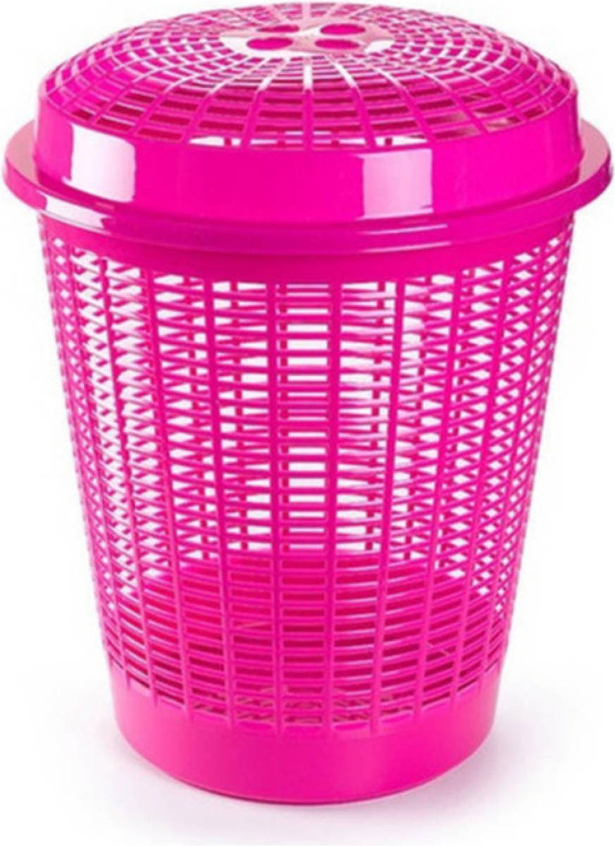 Forte Plastics Ronde Wasmanden Met Deksel Van 50 Liter In Het Roze - Wasmanden