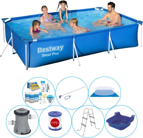 Bestway Steel Pro Rechthoekig 300x201x66 Cm - 8-delig - Zwembad Inclusief Accessoires