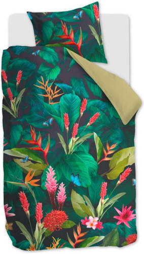 Beddinghouse Tropical Treasure Dekbedovertrek - 1-persoons (140x200/220 Cm + 1 Sloop) - Katoen Satijn - Green