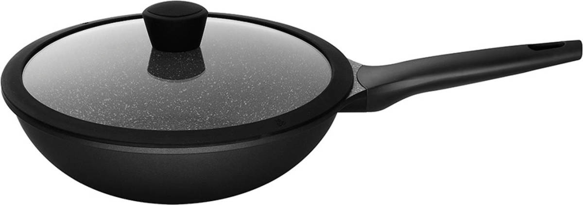 Sola Wokpan Fair Cooking - Ø 30 Cm - Zwart/wit - Inclusief Deksel