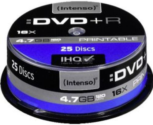 1x25 Intenso DVDR 4.7GB 16x Speed Cakebox printable