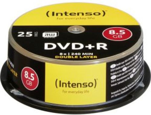 1x25 Intenso DVDR 8.5GB 8x Speed. dubbel laags Cakebox