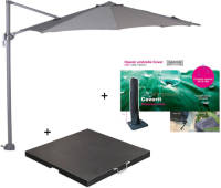 Garden Impressions Hawaii Zweefparasol S Ø300 - Donker Grijs/licht Grijs Met 60 Kg Parasolvoet En Parasolhoes