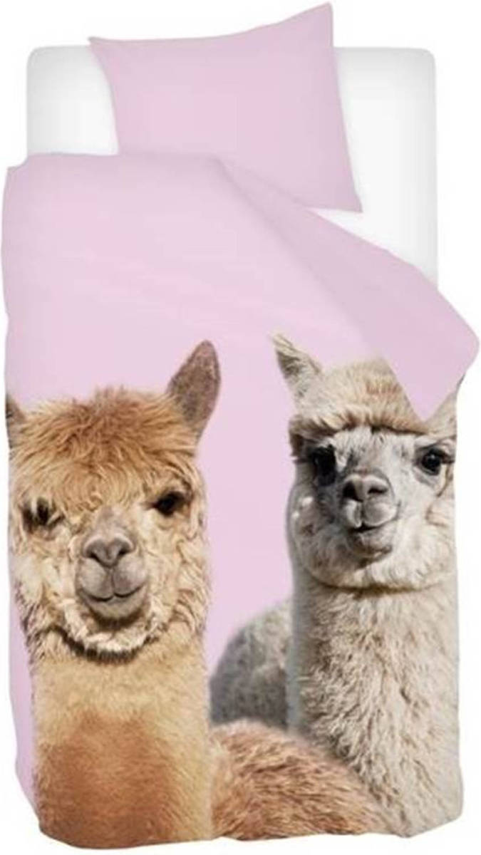 Snoozing Alpacas - Flanel - Dekbedovertrek - Eenpersoons - 140x200/220 Cm - Multi Kleur
