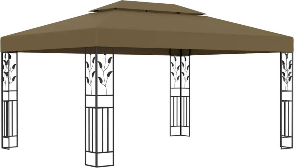 VidaXL Prieel Met Dubbel Dak 180 G/m² 3x4 M Taupe