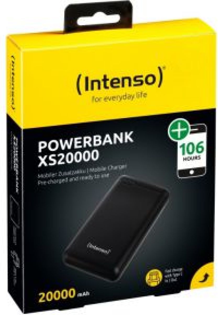 Intenso Powerbank XS20000 zwart 20000 mAh incl. USB-A to Type-C