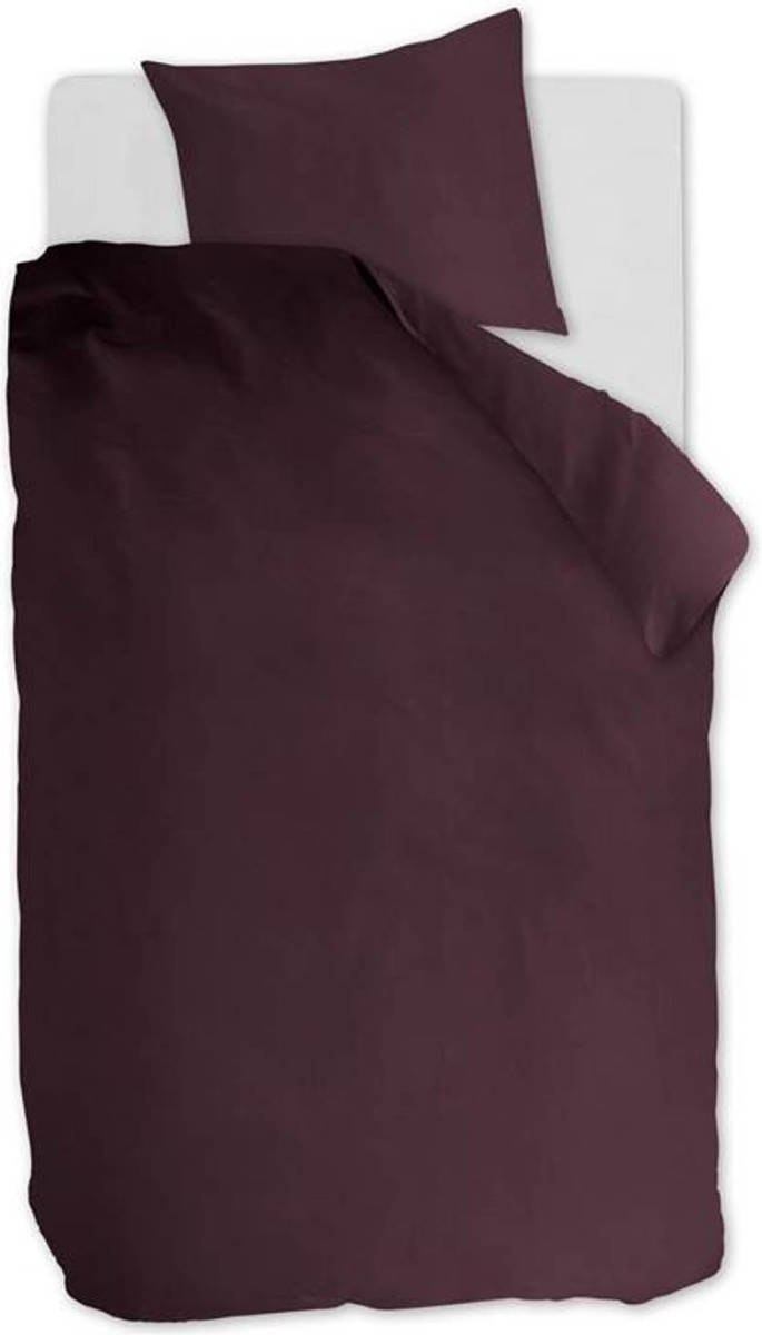 Ambiante Cotton Uni Dekbedovertrek - 1-persoons (140x200/220 Cm + 1 Sloop) - Katoen - Dark Red