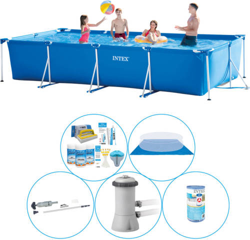 Intex Frame Pool Rechthoekig 450x220x84 Cm - 6-delig - Zwembad Inclusief Accessoires