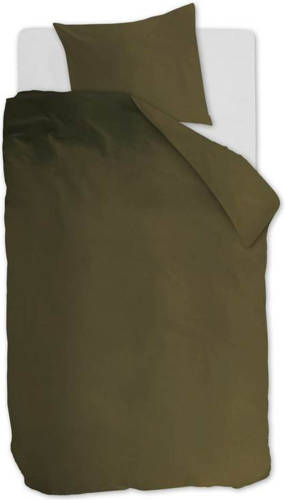 Ambiante Cotton Uni Dekbedovertrek - 1-persoons (140x200/220 Cm + 1 Sloop) - Katoen - Olive Green