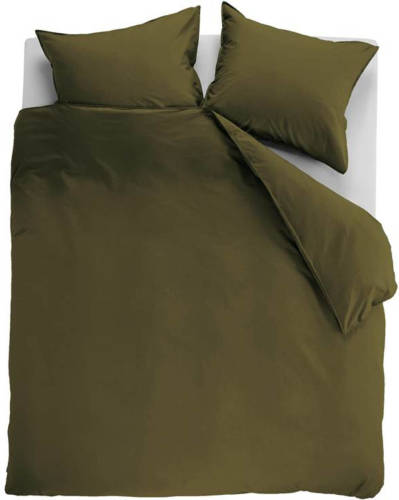 Ambiante Cotton Uni Dekbedovertrek - 2-persoons (200x200/220 Cm + 2 Slopen) - Katoen - Olive Green