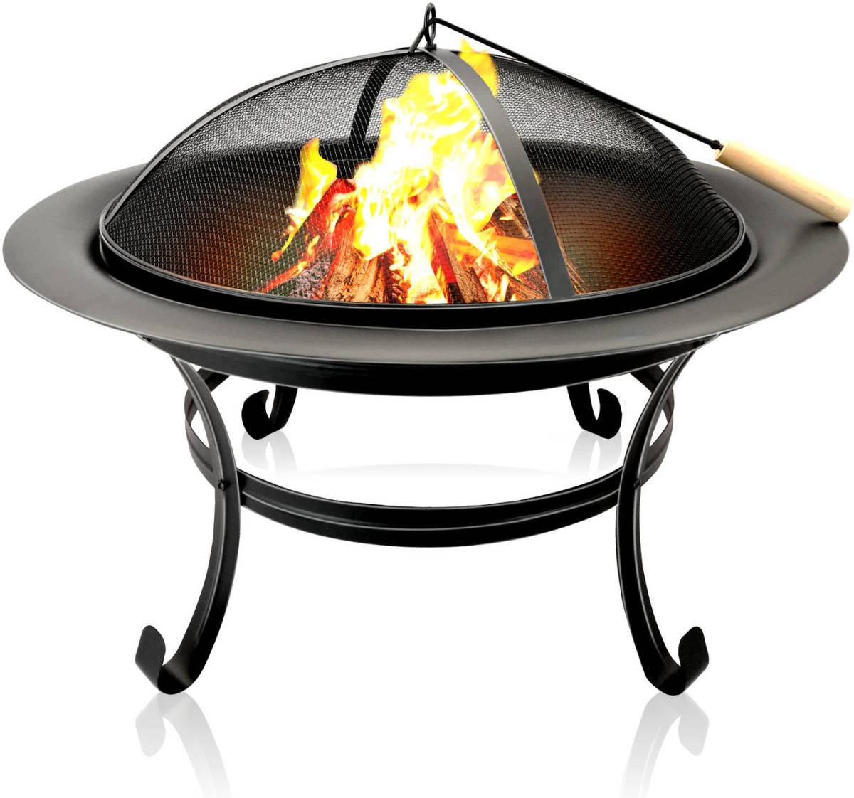 BBQ Collection Vuurschaal Met Vonkenscherm - Incl. Onderstel En Pook - Ø 75,5 Cm - Staal - Zwart