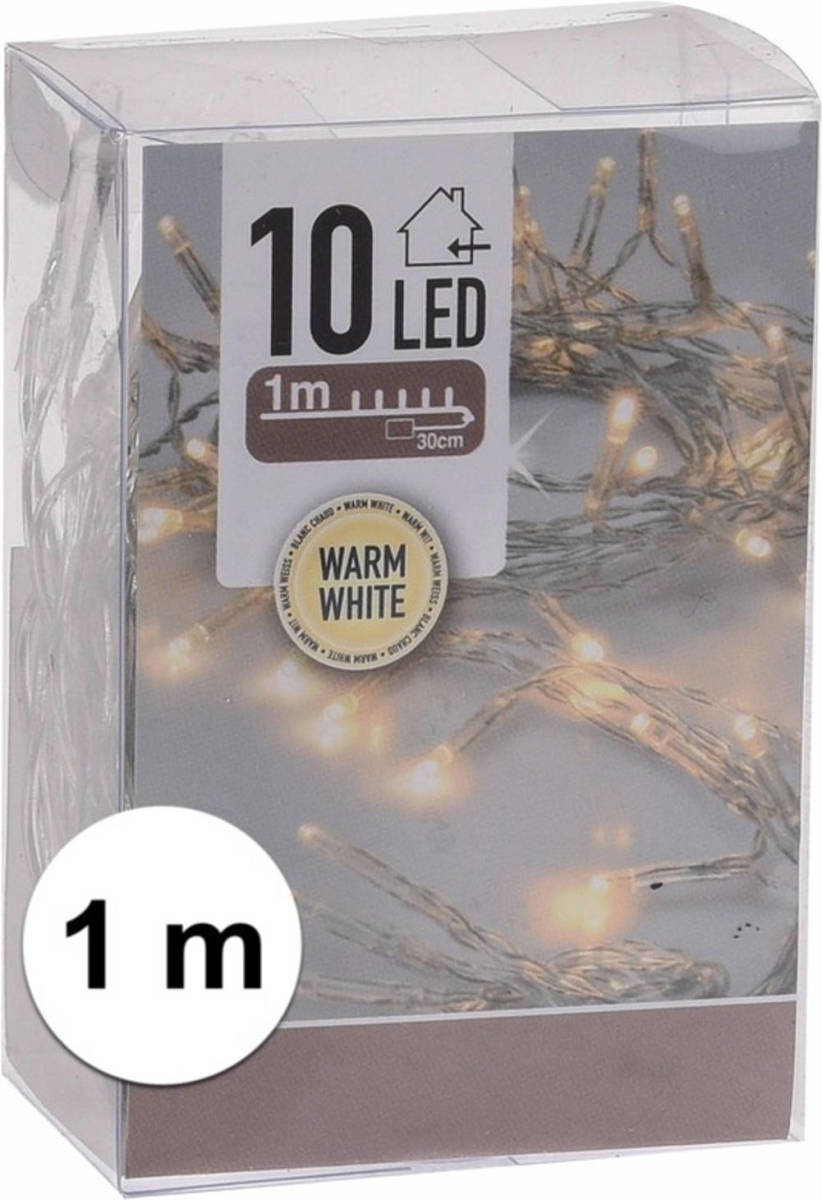 Bellatio Decorations Kerstverlichting Op Batterij Warm Wit 10 Lampjes - Lichtsnoeren