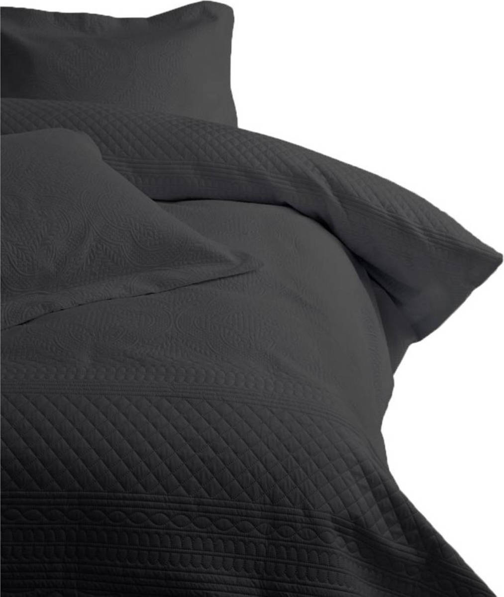 Sleeptime Blokker Bedsprei Charlene - Antraciet - 260x250 Cm