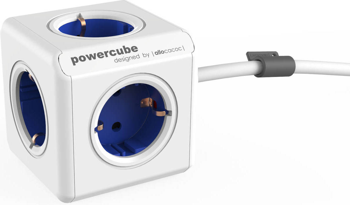 Allocacoc Powercube Extended 5 Stopcontacten - Blauw