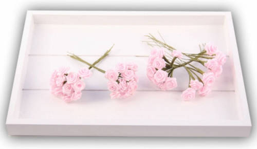 Rayher Hobby 12x Stuks Roze Roosjes Van Satijn 12 Cm - Kunstbloemen