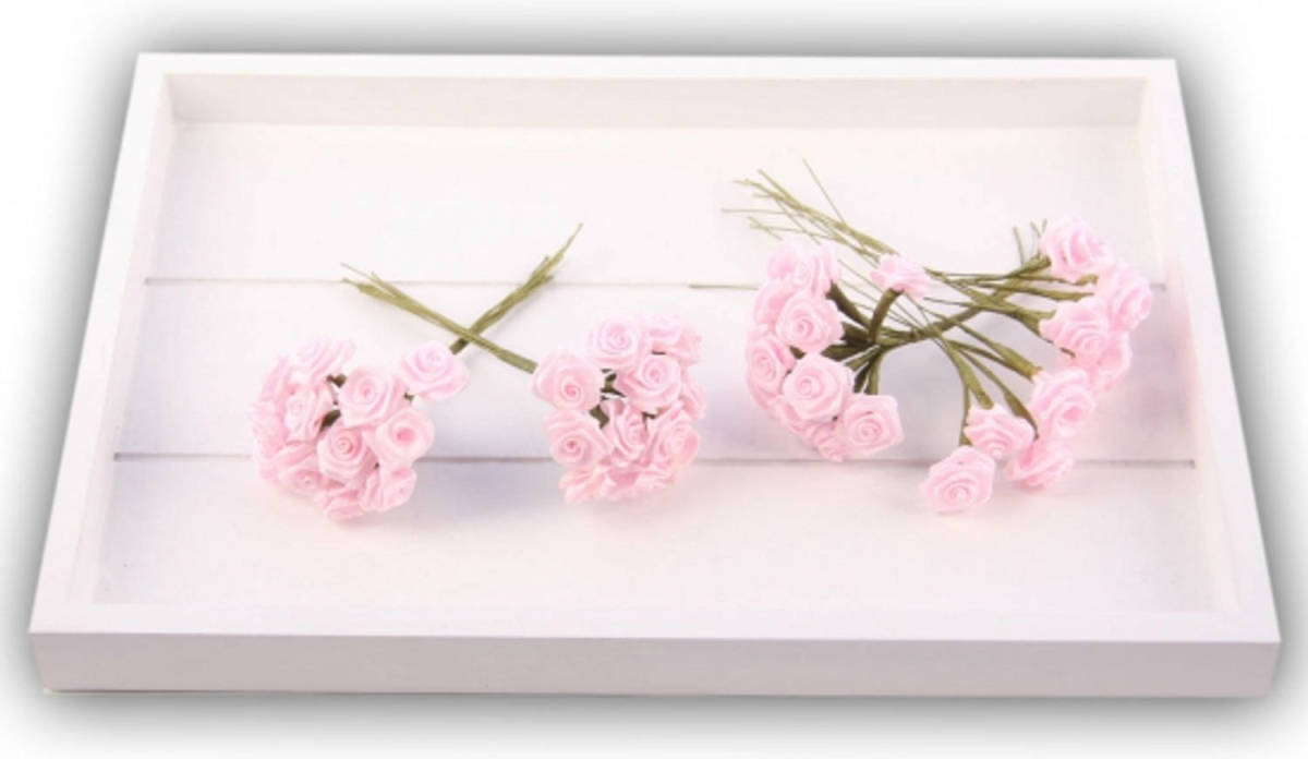 Rayher Hobby 12x Stuks Roze Roosjes Van Satijn 12 Cm - Kunstbloemen