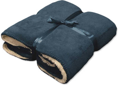 Unique Living Coby Fleece Plaid - Fleece Polyester - 130x160 Cm - Dark Blue
