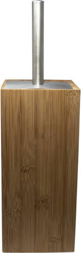 Bellatio Design Toiletborstel Met Bruine Houder Van Bamboe 34 Cm - Toiletborstels