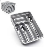 Forte Plastics Bestekbak/bestekhouders 6-vaks Zilver 40 X 30 Cm - Bestekbakken