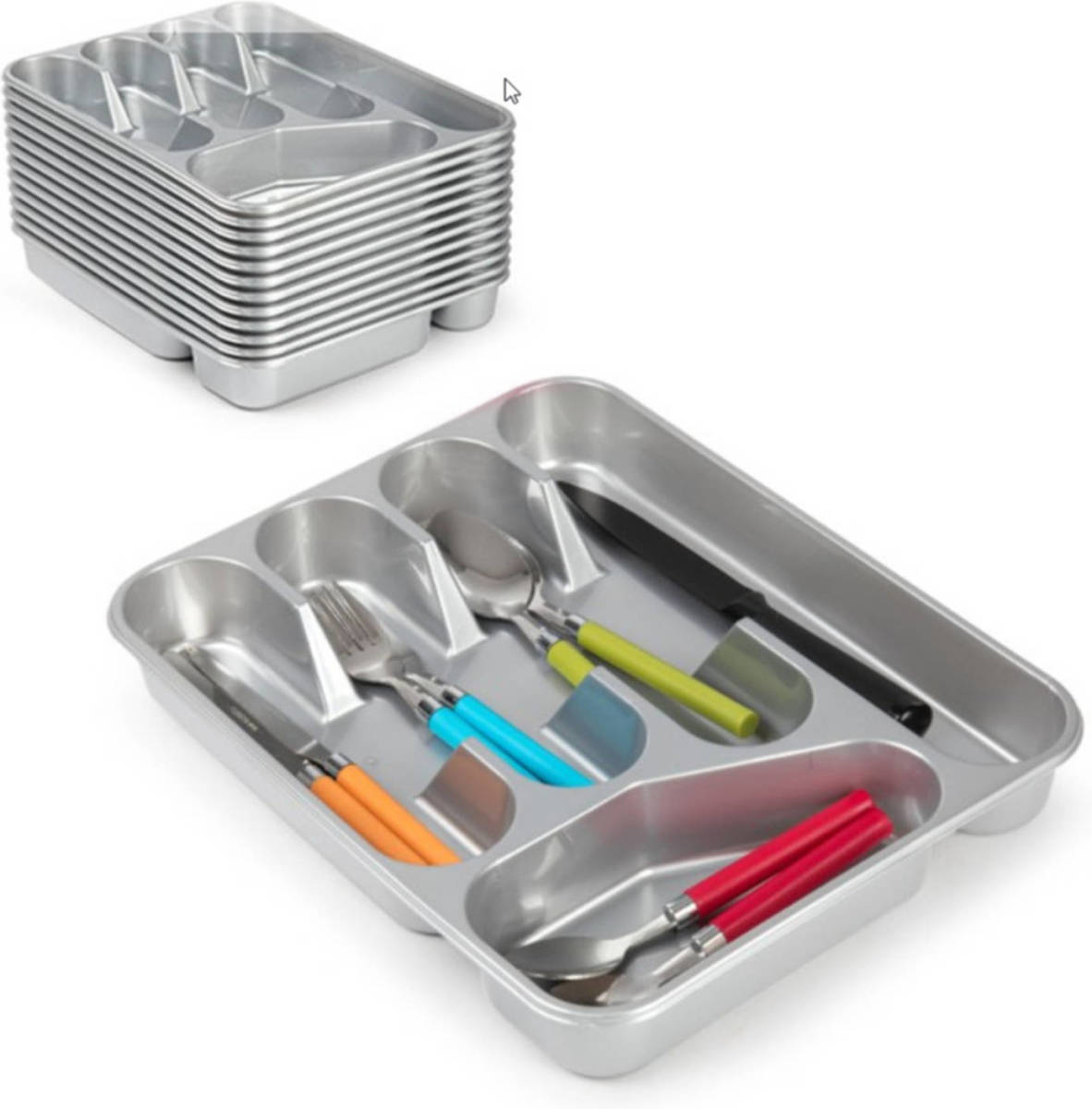 Forte Plastics Bestekbak/bestekhouders 5-vaks Zilver 27 X 33,5 X 4,5 Cm - Bestekbakken