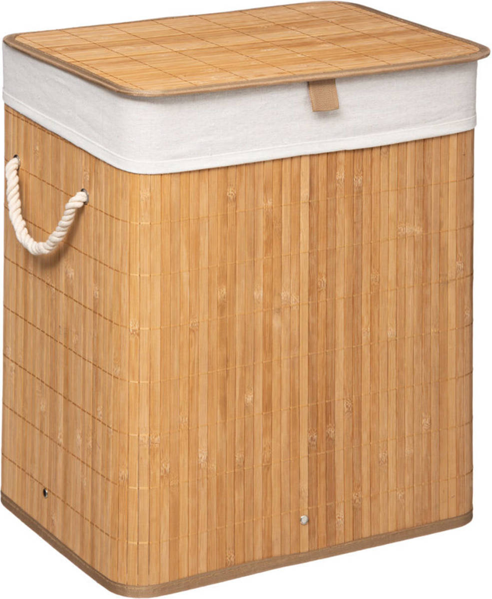 Decopatent ® Grote Bamboe Wasmand Met Deksel - 60 L - Wasmand 1 Vak Met
