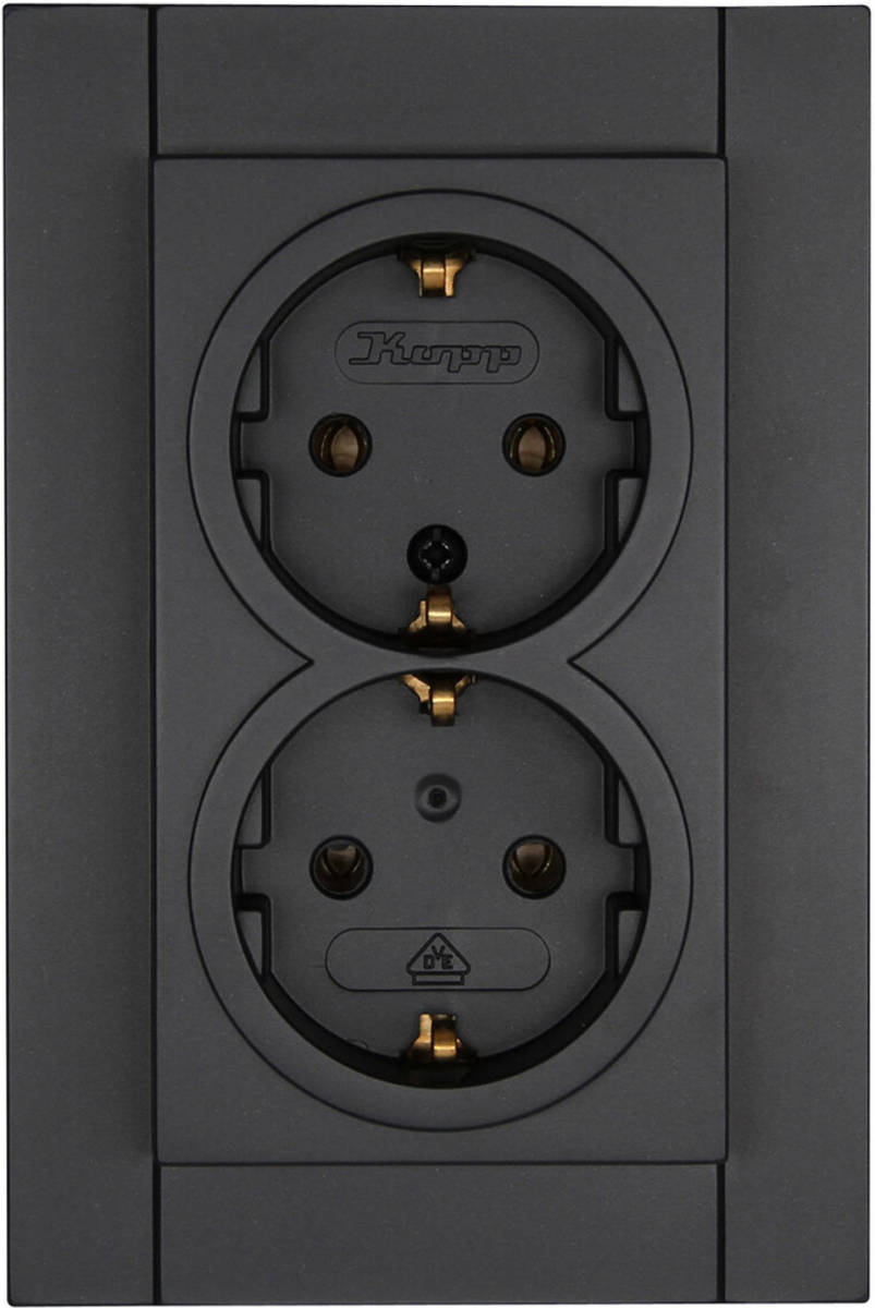 Kopp - Wandcontactdoos - Athenis - Inbouw - 1-voudig Dubbel Stopcontact - Randaarde - Mat Antraciet