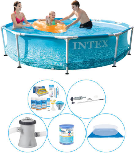 Intex Metal Frame Rond Strandzijde 305x76 Cm - 6-delig - Zwembad Inclusief Accessoires