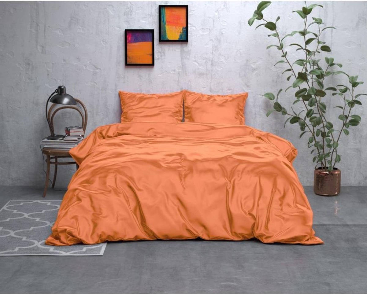 Sleeptime Dekbedovertrek Glans Satijn - Musthave Voor Huid & Haar - Reguleert Talgproductie - Oranje