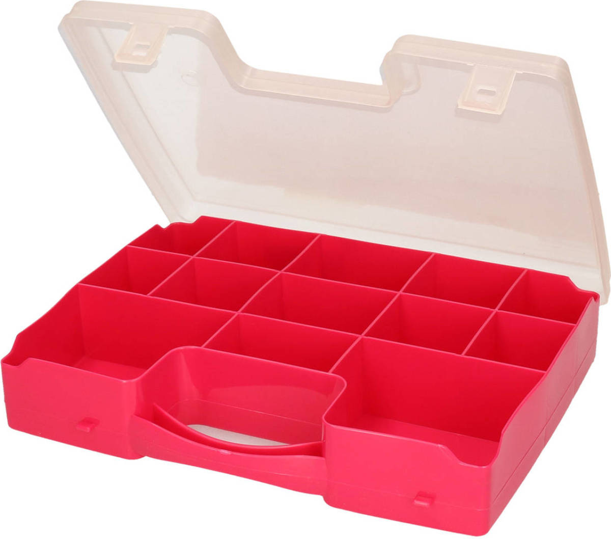 Forte Plastics 1x Opbergkoffertje/opbergdoosjes 13-vaks Fuchsia Roze - Opbergbox