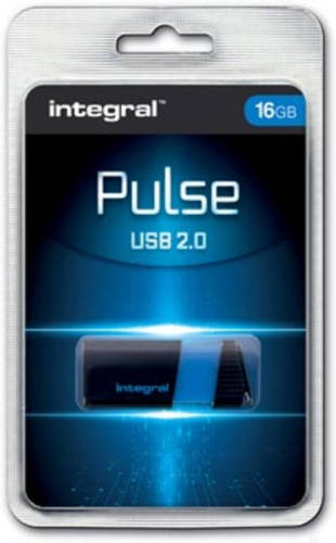 Integral Pulse 16GB USB 2.0 Type-A Zwart, Blauw USB flash drive