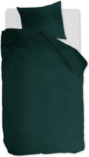 Ambiante Cotton Uni Dekbedovertrek - 1-persoons (140x200/220 Cm + 1 Sloop) - Katoen - Dark Green