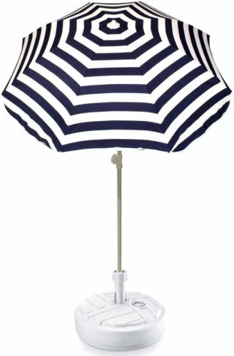 Summertime Blauw Gestreepte Strand/tuin Basic Parasol Van Nylon 180 Cm + Parasolvoet Wit - Parasols