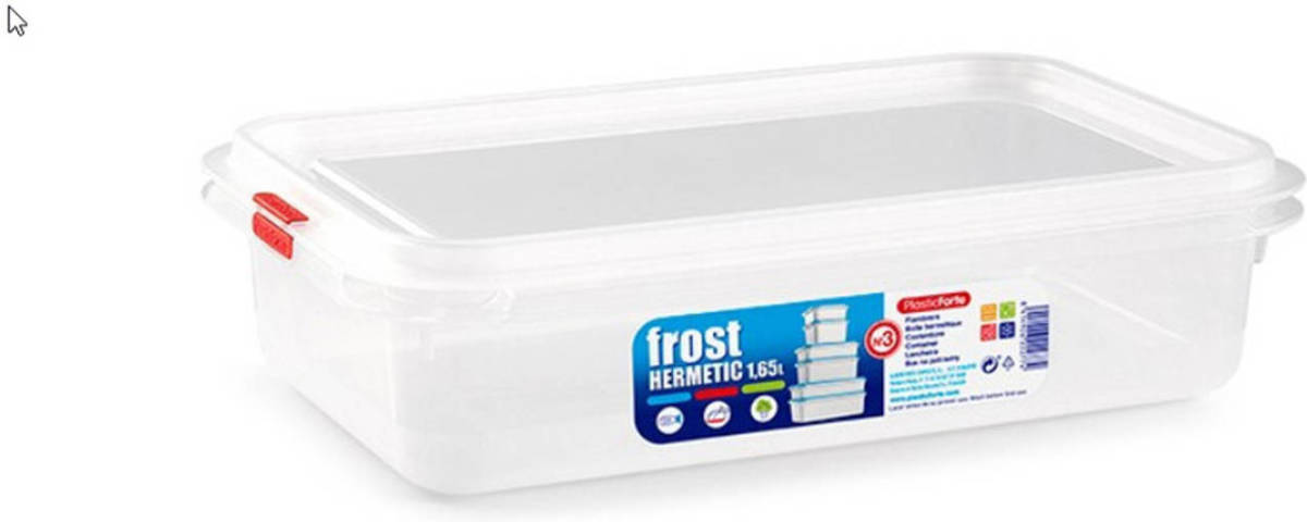 Forte Plastics 1x Diepvries Vershoudbakje Met Stevige Deksel 1.65 Liter 26,5 X 18 X 6,7 Cm - Vershoudbakjes