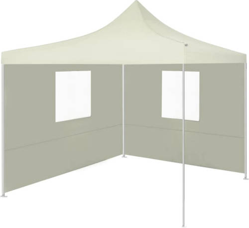 VidaXL Partytent Met 2 Zijwanden Inklapbaar 2x2 M Staal Crème
