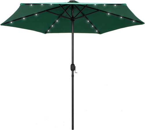 VidaXL Parasol Met Led-verlichting En Aluminium Paal 270 Cm Groen