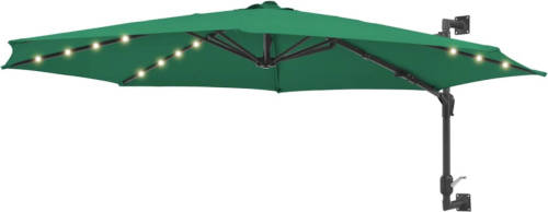 VidaXL Wandparasol Met Led's En Metalen Paal 300 Cm Groen