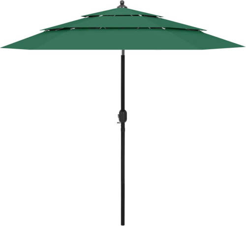 VidaXL Parasol 3-laags Met Aluminium Paal 2,5 M Groen