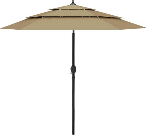 VidaXL Parasol 3-laags Met Aluminium Paal 2,5 M Taupe