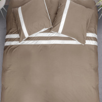 Presence Egyptisch Katoen Streep - Taupe/Wit Lits-jumeaux (240 x 200/220 cm + 2 kussenslopen) Dekbedovertrek